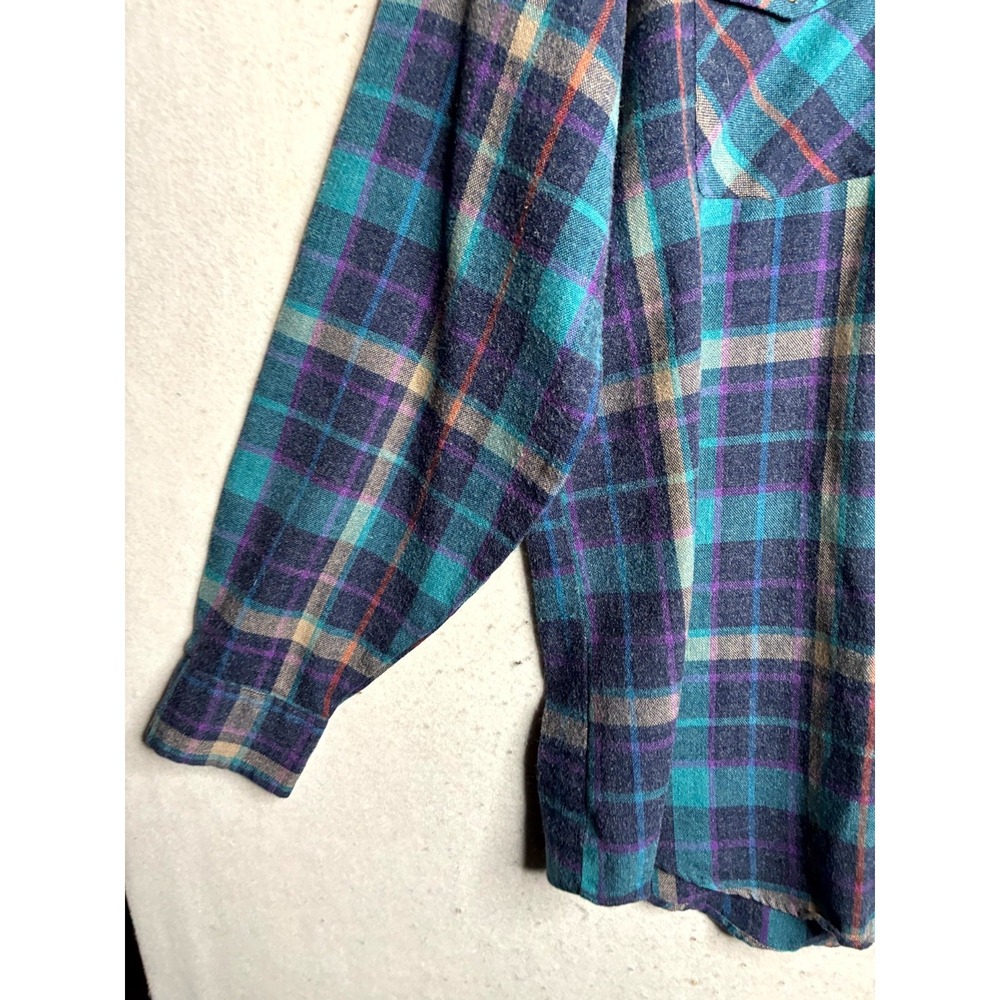 VTG Boulevard for Tall Man Shirt Mens XLT 17-17.5 Multi Plaid Flannel Button Up - Picture 3 of 10